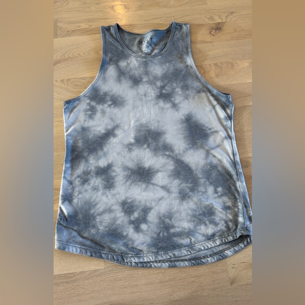 BYLT Basics Gray Tie-Dye Tank Top